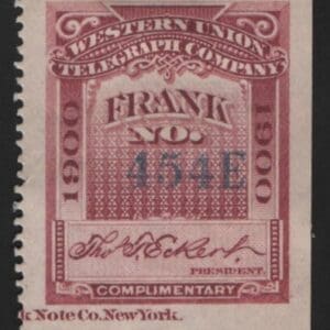 Scott# 16T30 "WESTERN UNION TELEGRAPH CO." USED WITH INSCRIPTION