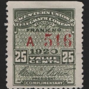 Scott# 16T57 "WESTERN UNION TELEGRAPH CO." USED, NICELY CENTERED