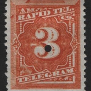 Scott# 1T2 "POSTAL TELEGRAPH" MNH, PUNCHED, NICELY CENTERED