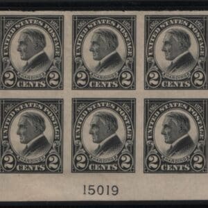 Scott# 611 WARREN HARDING MINT IMPERFORATE LOWER PLATE BLOCK (6)