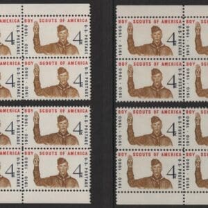 Scott# 1145 "BOY SCOUTS 50TH YEAR" MNH MATCHED SET P# 26535