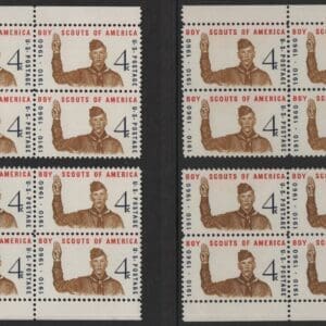 Scott# 1145 "BOY SCOUTS 50TH YEAR" MNH MATCHED SET P# 26536
