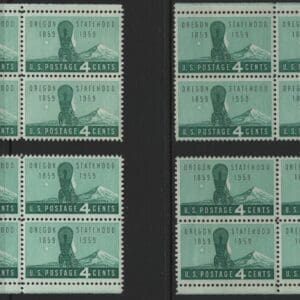 Scott# 1124 OREGON STATEHOOD MNH MATCHED PLATE BLOCKS(4) P# 26237