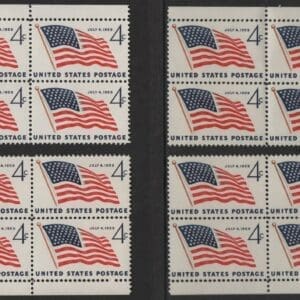 Scott# 1132 "49 STAR FLAG" MNH MATCHED PLATE BLOCKS (4) P# 26368