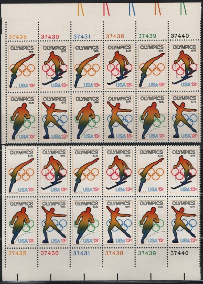 Scott# 1695-98 SUMMER & WINTER OLYMPICS MATCHED PLATE BLOCKS (12)