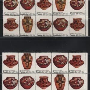 Alternative view of Scott# 1706-09 PUEBLO POTTERY MNH MATCHED PLATE BLOCKS(10)P#37775