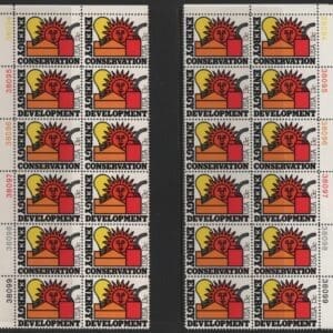 Scott# 1723-24 "ENERGY" MATCHED PLATE BLOCKS (12) P#38094-38099