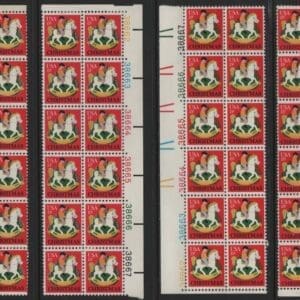 Scott# 1769 CHRISTMAS HOBBY HORSE PLATE BLOCKS(12) MATCHED SET