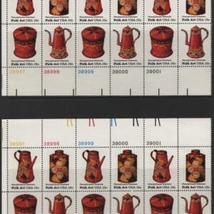 Alternative view of Scott# 1775-78 "AMERICAN FOLK ART" MATCHED PLATE BLOCKS (12) MNH