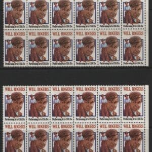 Alternative view of Scott# 1801 "WILL ROGERS" MNH MATCHED PLATE BLOCKS(12) P#39080-85