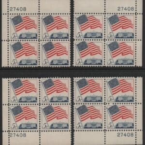 Scott# 1208 "50 STAR FLAG" MNH MATCHED SET of PLATE BLOCKS (4)