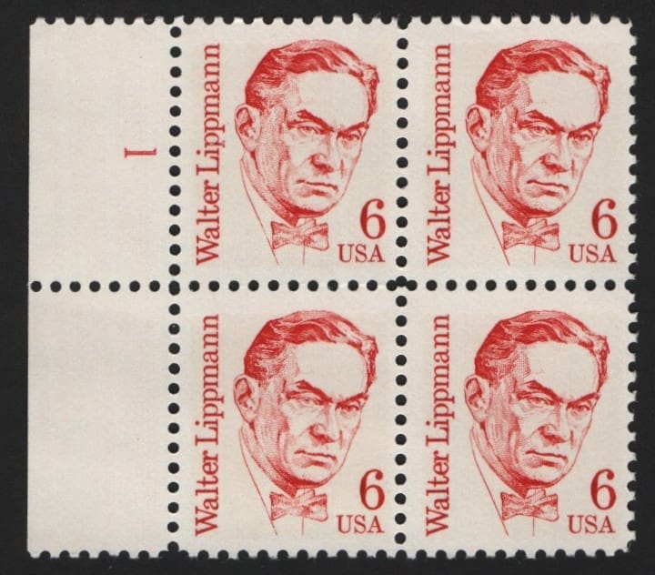 Scott# 1849 "WALTER LIPPMANN-JOURNALIST" MNH PLATE BLOCK (4)